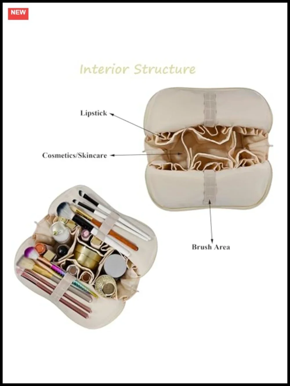 Travel Makeup Bag Stand Up Cosmetic Organizer Waterproof Vegan Leather
